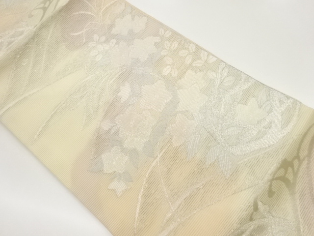 JAPANESE NAGOYA OBI FOR SUMMER / WOVEN AUTUMN FLOWERS